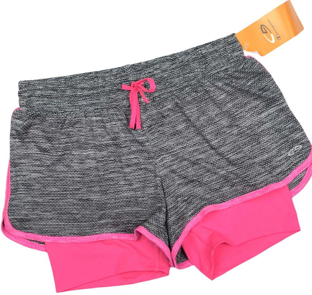 Champion Womens Small Duo Dry + Power Core Compression Inner Short Pink Gray Gym